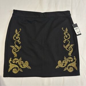 NEW Guess Black Mini Skirt with Gold Embroidery